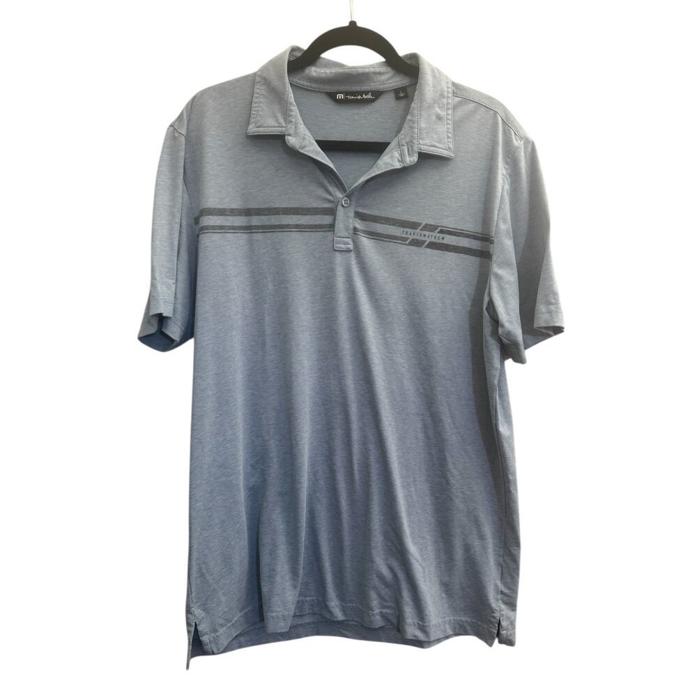 Travis Mathew Men's Golf Polo Shirt Size Large Light Blue Gray #5857